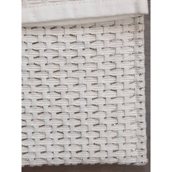 New handcrafted woven clutch shoulder bag woven ivory silver metallic 8"X6" - Picture 2 of 4